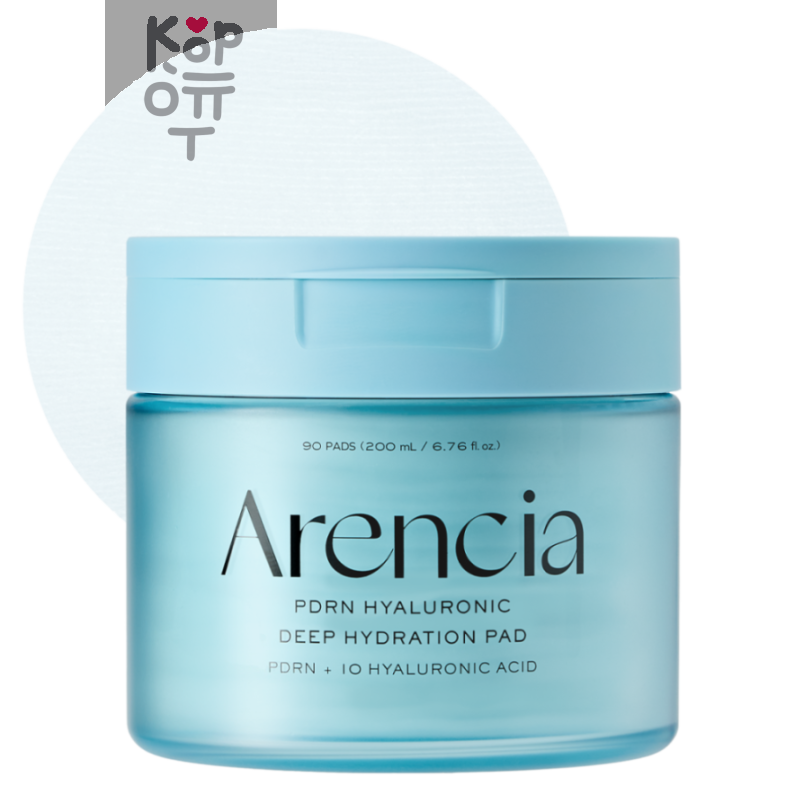 ARENCIA PDRN Hyaluronic Deep Hydration Pads Пэды для лица увлажняющие с PDRN и гиалуроновой кислотой, 200 мл, 90 штук