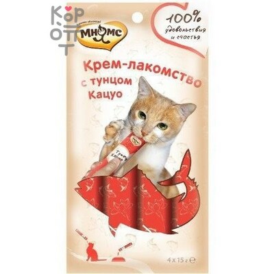 Мнямс Крем-лакомство для кошек с тунцом Кацуо 15гр., Коробка 4шт.