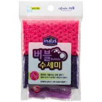 Clean Wrap Inaus Bubble scrubber - Жесткая мочалка-сетка для мытья посуды розовая и фиолетовая 19см.*22см. 2шт.