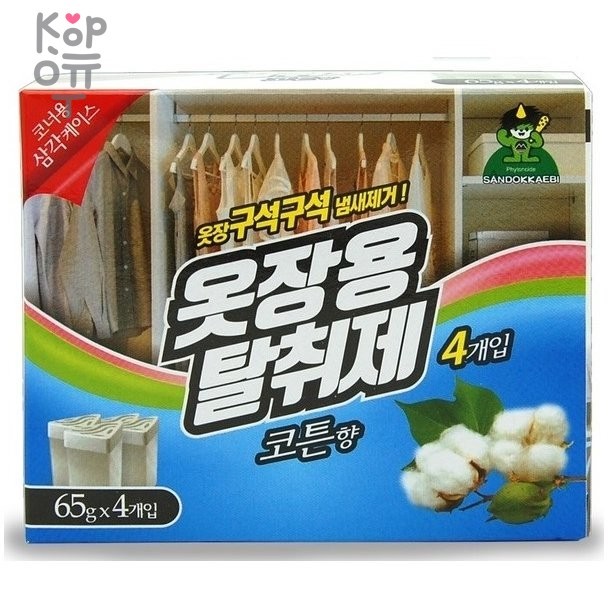 Sandokkaebi - Средство против запаха для полки одежного шкафа 65гр.*4шт., купить с доставкой на дом фото 1 — Корейские товары для всей семьи(КорОпт)