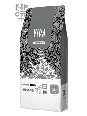 Сухой корм VIDA PROFESSIONAL HIGH PREMIUM для взрослых стерилизованных кошек из курицы с овощами 12кг.