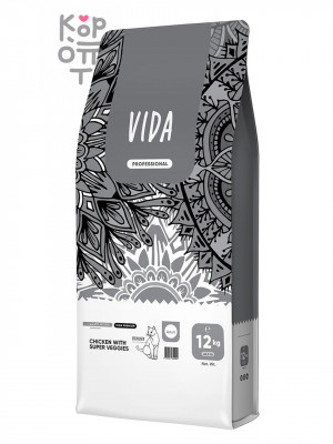 VIDA Professional High Premium Сухой корм для взрослых стерилизованных кошек из курицы с овощами, 12 кг