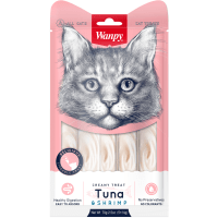 Лакомство Wanpy Cat «нежное пюре» из тунца и креветок, для кошек, 70гр.