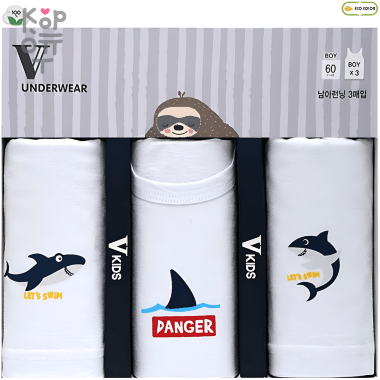 V KIDS Майка для мальчиков Danger, упаковка 3шт., Ю.Корея.  — Корейские товары для всей семьи(КорОпт)