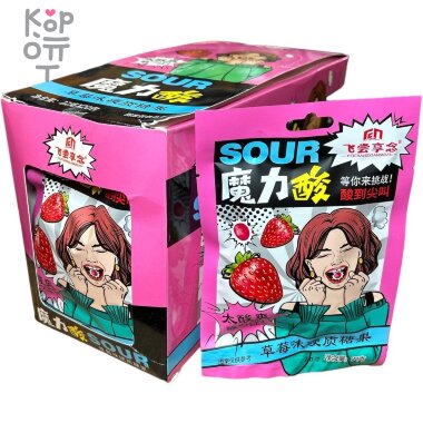 Кислые конфеты Feichang Sour Hard Candy с взрывным вкусом Клубники &mdash; Корейские товары для всей семьи(КорОпт)