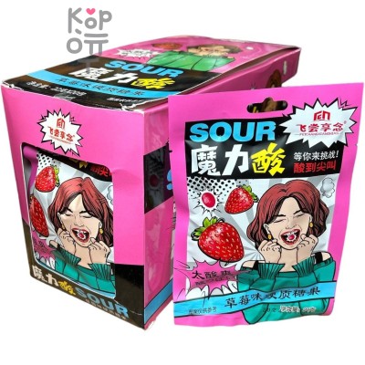 Кислые конфеты Feichang Sour Hard Candy с взрывным вкусом Клубники