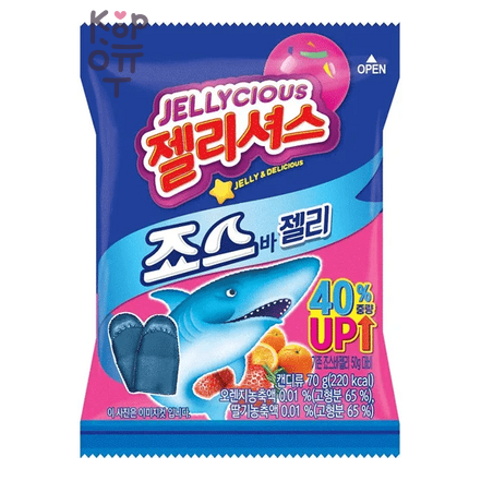Lotte Jellycious Shark Jelly - Жевательный мармелад Акула со вкусом апельсина и клубники, 70гр