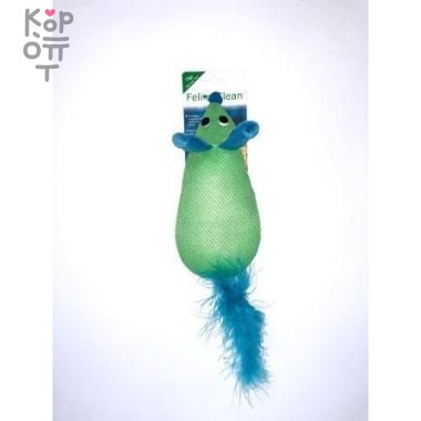 Feline Clean игрушка для кошек Dental Мышка, хвост с перьями — Корейские товары для всей семьи(КорОпт)