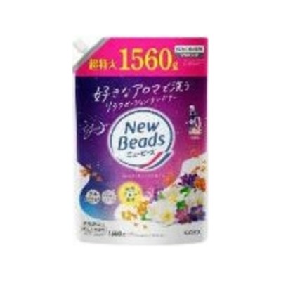 KAO New Beads — жидкое средство для стирки с кондиционером, аромат жасмина и мускуса, сменная упаковка, 1560 грамм