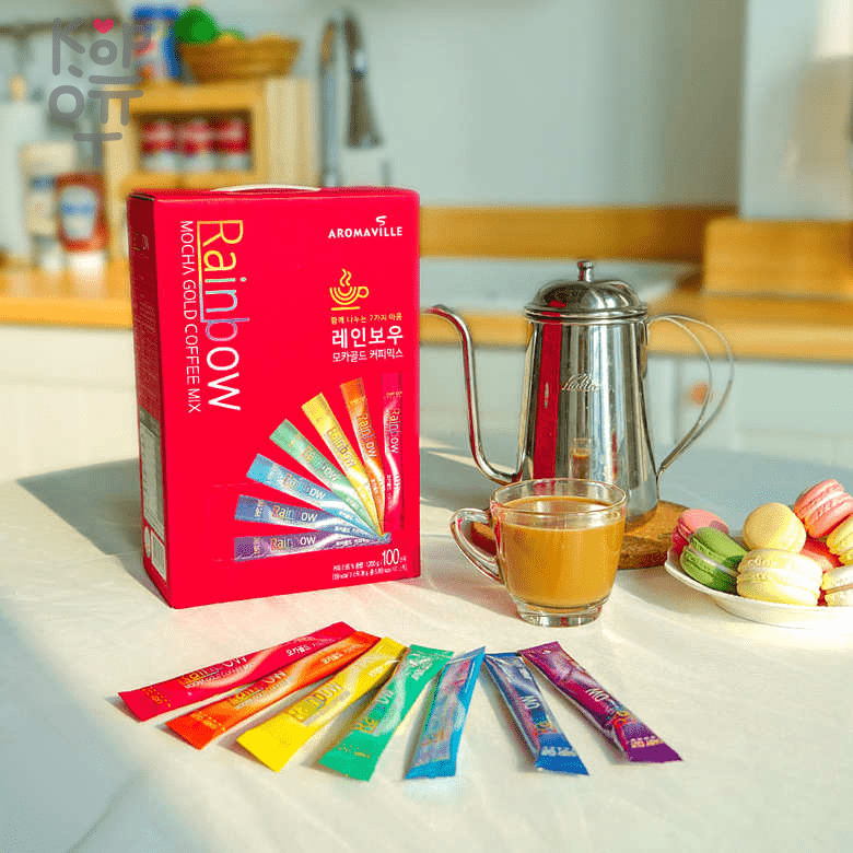 AROMAVILLE RAINBOW MOCHA COLD COFFEE MIX - Кофе растворимый 3в1, 12гр., купить с доставкой на дом фото 1 — Корейские товары для всей семьи(КорОпт)
