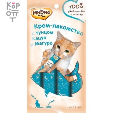Мнямс Крем-лакомство для кошек с тунцом Кацуо и Магуро 15 г х 4 шт. &mdash; Корейские товары для всей семьи(КорОпт)