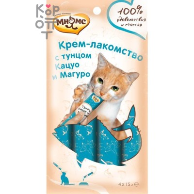 Мнямс Крем-лакомство для кошек с тунцом Кацуо и Магуро 15 г х 4 шт.