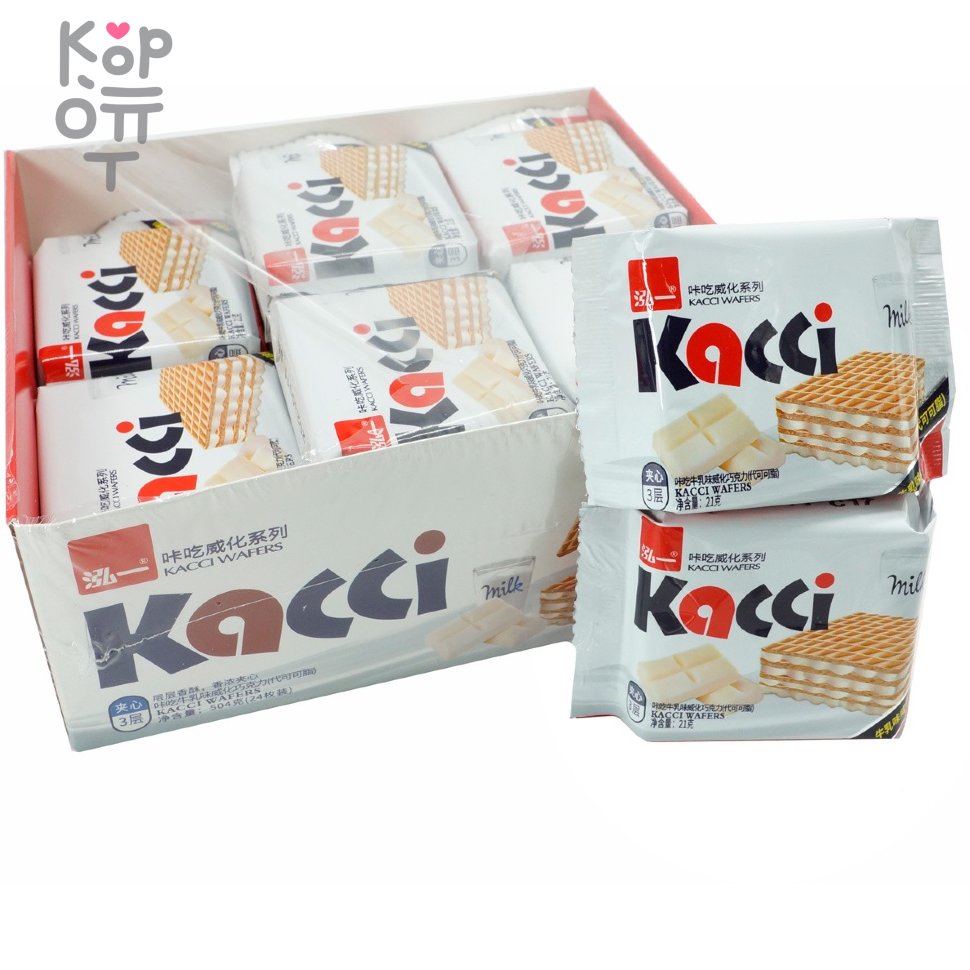 Kassi waffles - Хрустящие вафли с молочным вкусом, 21гр., купить с доставкой на дом фото 1 &mdash; Корейские товары для всей семьи(КорОпт)