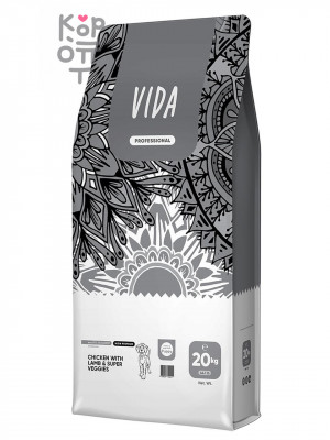 VIDA Professional High Premium Сухой корм для щенков средних и крупных пород, курица с ягненком и овощами, 20 кг
