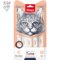 Лакомство Wanpy Cat «нежное пюре» из тунца и лосося, для кошек, 70гр.