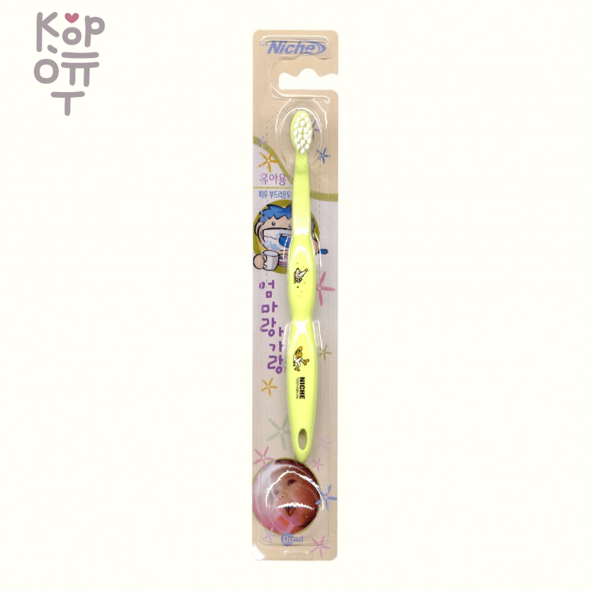 NICHE Зубная щетка детская MOM & BABY - до 4 лет с тонкой щетиной, купить с доставкой на дом фото 1 — Корейские товары для всей семьи(КорОпт)