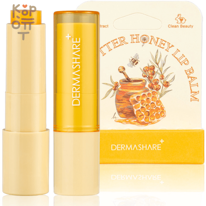 Dermashare Vegan Shea Butter Honey Lip Balm - Бальзам для губ с Медом и Маслом Ши 3,8гр., купить с доставкой на дом фото 1 — Корейские товары для всей семьи(КорОпт)