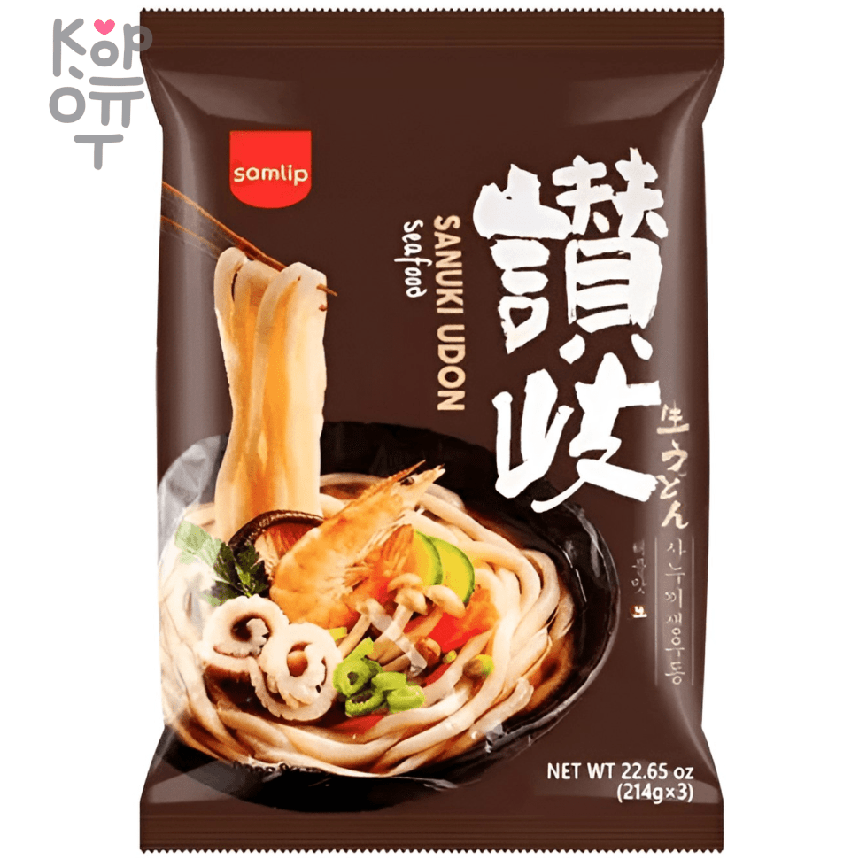 Удон Samlip Sanuki Udon Seafood со вкусом морепродуктов 642гр., купить с доставкой на дом фото 1 &mdash; Корейские товары для всей семьи(КорОпт)