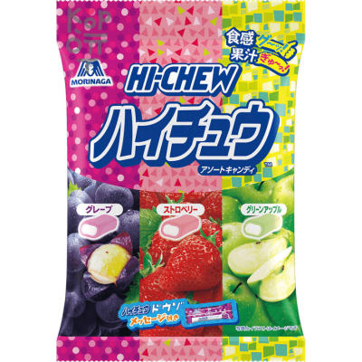 Morinaga Hi-Chew Конфеты жевательные ассорти (виноград, клубника, яблоко), 86 г