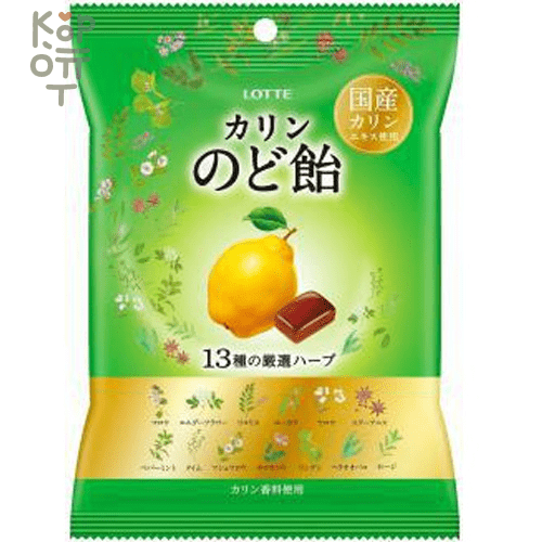 Lotte Throat candy bag - Леденцы фруктовые ассорти (айва и экстракт 13 трав) 102гр.
