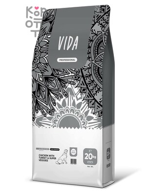 Сухой корм VIDA PROFESSIONAL HIGH PREMIUM для взрослых собак средних и крупных пород из курицы с индейкой и овощами 20кг.
