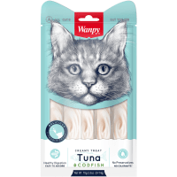Лакомство Wanpy Cat «нежное пюре» из тунца и трески, для кошек, 70гр.