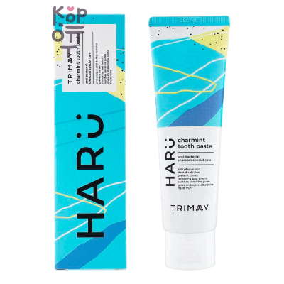 Trimay — Haru Charmint Toothpaste — Восстанавливающая зубная паста с фукоиданом и древесным углём, 120 мл