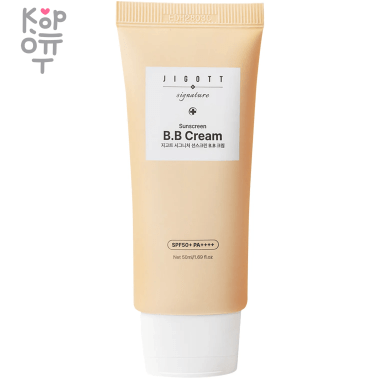 Jigott Signature Sunscreen BB Cream SPF50+ PA++++ - BB крем для ровного тона лица с солнцезащитным фактором 50мл. &mdash; Корейские товары для всей семьи(КорОпт)