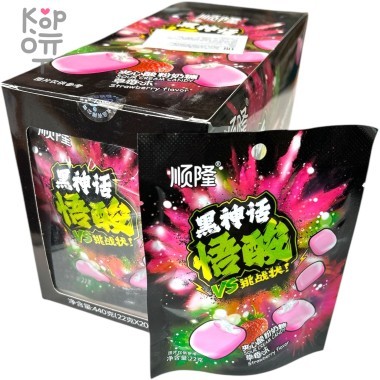 Кислая леденцовая карамель VC Super Sour - Черный миф кислота со вкусом Клубники &mdash; Корейские товары для всей семьи(КорОпт)