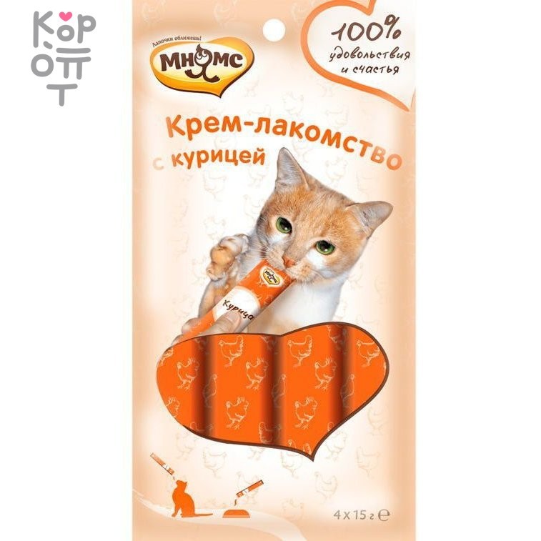Мнямс Крем-лакомство для кошек с курицей 15 г х 4 шт. фото 1 &mdash; Корейские товары для всей семьи(КорОпт)