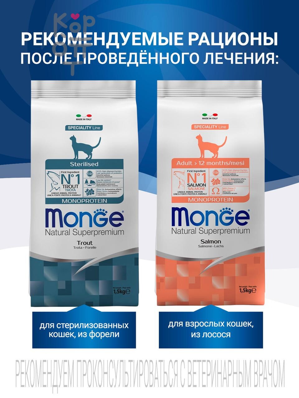 Диетический корм Monge VetSolution Cat Dermatosis Дерматозис для кошек при заболеваниях кожи