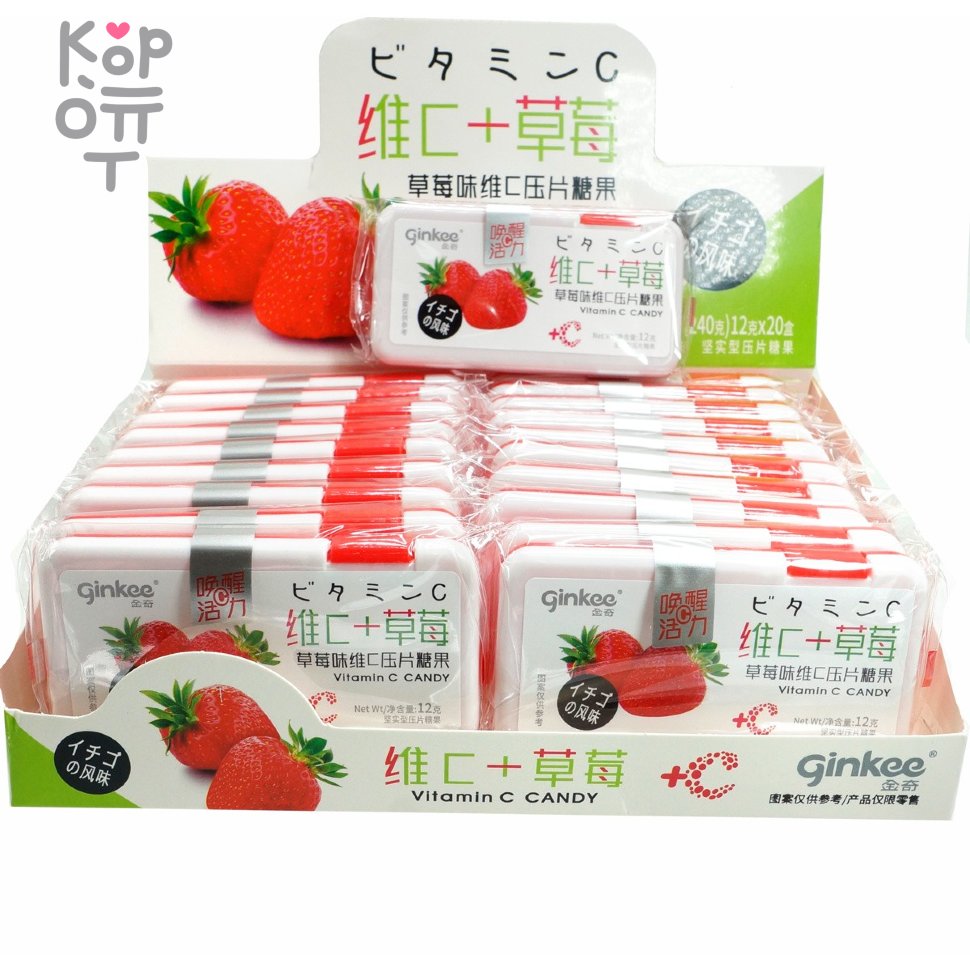 Освежающая карамель Холодок Ginkee Prebiotics с пребиотиками и фруктовым вкусом Клубники, купить с доставкой на дом фото 1 &mdash; Корейские товары для всей семьи(КорОпт)