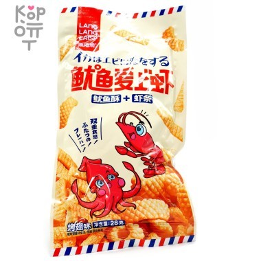 Чипсы Lang Lang Just Fish Crisp + Shrimp Strips "Влюбленный кальмар" Хрустящий Кальмар + гратен с креветками, 28гр. &mdash; Корейские товары для всей семьи(КорОпт)