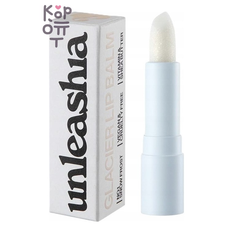 UNLEASHIA Glacier Vegan Lip Balm — Snow Frost / Blue Lagoon, кристальный бальзам для губ с блёстками, 3,3 г