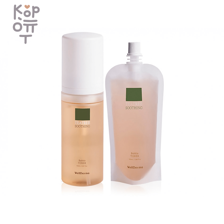 WellDerma Tea Tree Soothing Bubble Toner - ​Успокаивающий пузырьковый тонер с чайным деревом 150мл. + 100мл., купить с доставкой на дом фото 1 — Корейские товары для всей семьи(КорОпт)