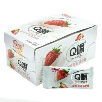 Ириска мягкая Q Chew Premium Йогуртовая со вкусом Клубники 168гр.