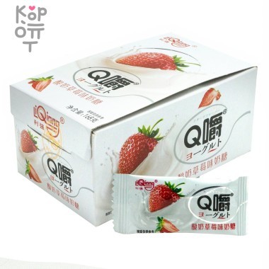 Ириска мягкая Q Chew Premium Йогуртовая со вкусом Клубники 168гр. &mdash; Корейские товары для всей семьи(КорОпт)