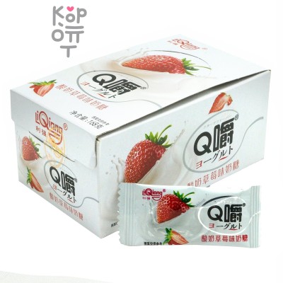 Ириска мягкая Q Chew Premium Йогуртовая со вкусом Клубники 168гр.