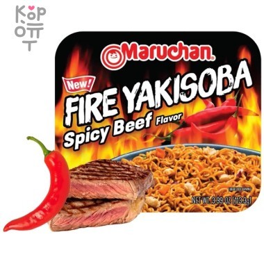 Maruchan Fire Yakisoba Spicy Beef Flavor - Лапша быстрого приготовления с Огненным вкусом говядины, 112,5гр. — Корейские товары для всей семьи(КорОпт)