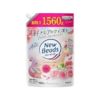 KAO New Beads — жидкое средство для стирки с кондиционером, аромат розы и магнолии, сменная упаковка, 1560 грамм