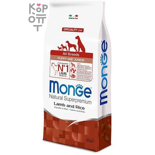 Monge Dog Speciality Puppy&Junior корм для щенков всех пород с ягненком и рисом 12кг.