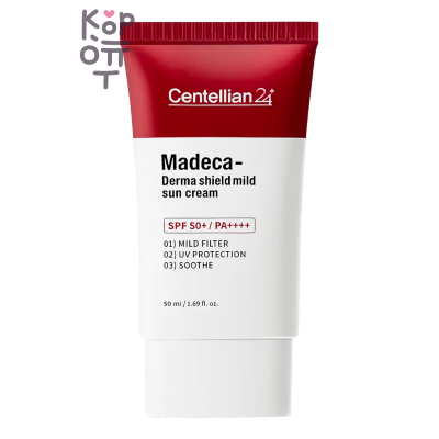 Centellian24 Madeca Derma Shield Mild Sun Cream SPF50+ PA++++ - Минеральный солнцезащитный крем с центеллой, 50 мл