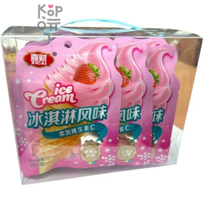 Драже Xicai Ice Cream Карамель с фруктовой начинкой с желе со вкусом Клубники и витамином С