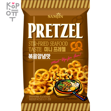 Samjin Pretzel Stir-Fried Seafood Taste - Претцели со вкусом жаренных морепродуктов, 85гр., 24 упаковки в коробке &mdash; Корейские товары для всей семьи(КорОпт)