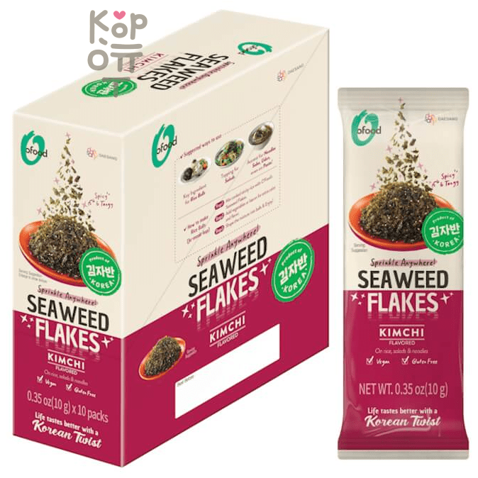 Daesang Dried Seaweed Flakes Kimchi - Хлопья морской капусты со вкусом кимчи в порционной упаковке, 10гр.*120шт. в коробке