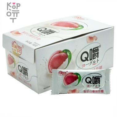 Ириска мягкая Q Chew Premium Йогуртовая со вкусом Белого Персика 168гр. &mdash; Корейские товары для всей семьи(КорОпт)