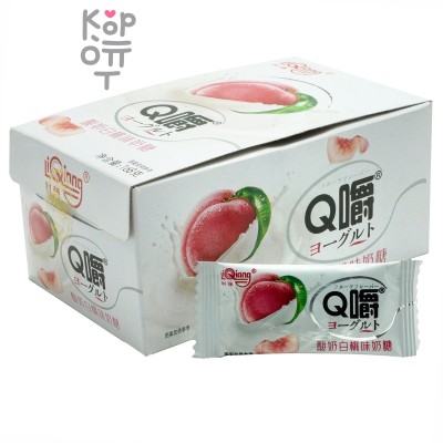 Ириска мягкая Q Chew Premium Йогуртовая со вкусом Белого Персика 168гр.