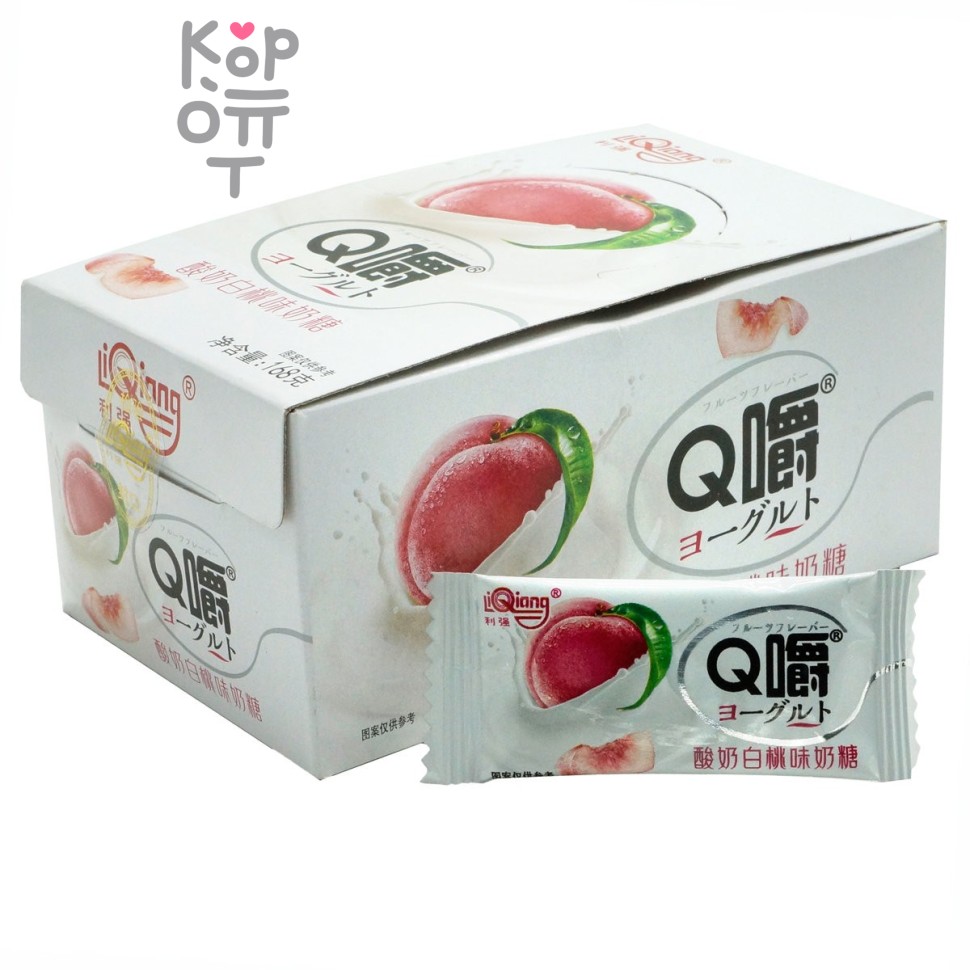 Ириска мягкая Q Chew Premium Йогуртовая со вкусом Белого Персика 168гр.