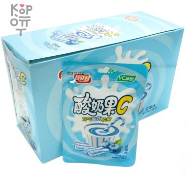 Конфеты VC Yogurt Fruit C - Газированная Йогуртовая помадка с витамином С и вкусом Черники — Корейские товары для всей семьи(КорОпт)