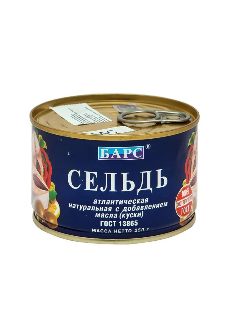 Bars — Atlantic Herring in Oil Pieces — Сельдь атлантическая Барс натуральная с добавлением масла, кусочки — 250 г — коробка 24 шт
